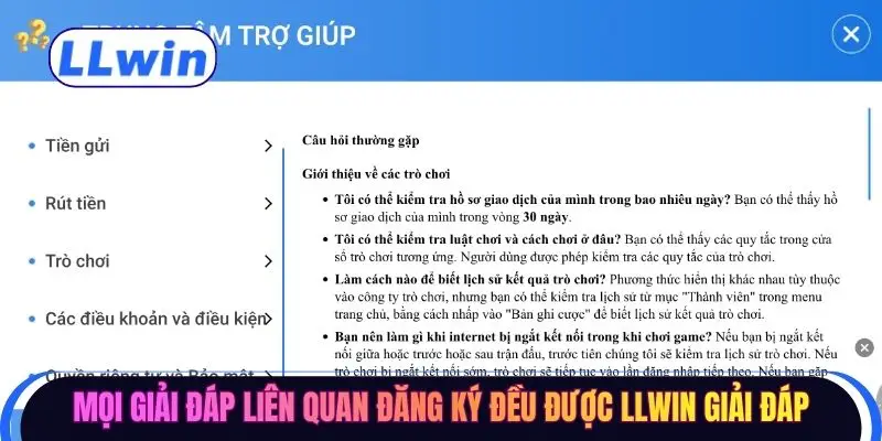 Mọi giải đáp liên quan đăng ký đều được LLWIN giải đáp